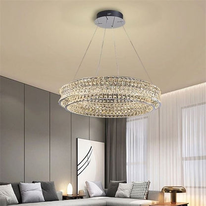 Lustra LED cu Telecomanda, LLC160/500CH, Cristal si Metal, 54W, 1 Cerc, Dimabila, Inaltime Reglabila, Lumina Rece/Calda/Neutra, Iluminat Luxos Lustre LED cu Telecomanda Default Title Alessandro Design