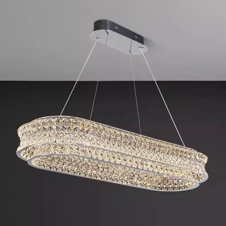 Lustra LED cu Telecomanda, LLC160/750X350CH, Cristal si Metal, 71W, Dimabila, Inaltime Reglabila, Lumina Rece/Calda/Neutra, Iluminat Luxos Lustre LED cu Telecomanda Default Title Alessandro Design