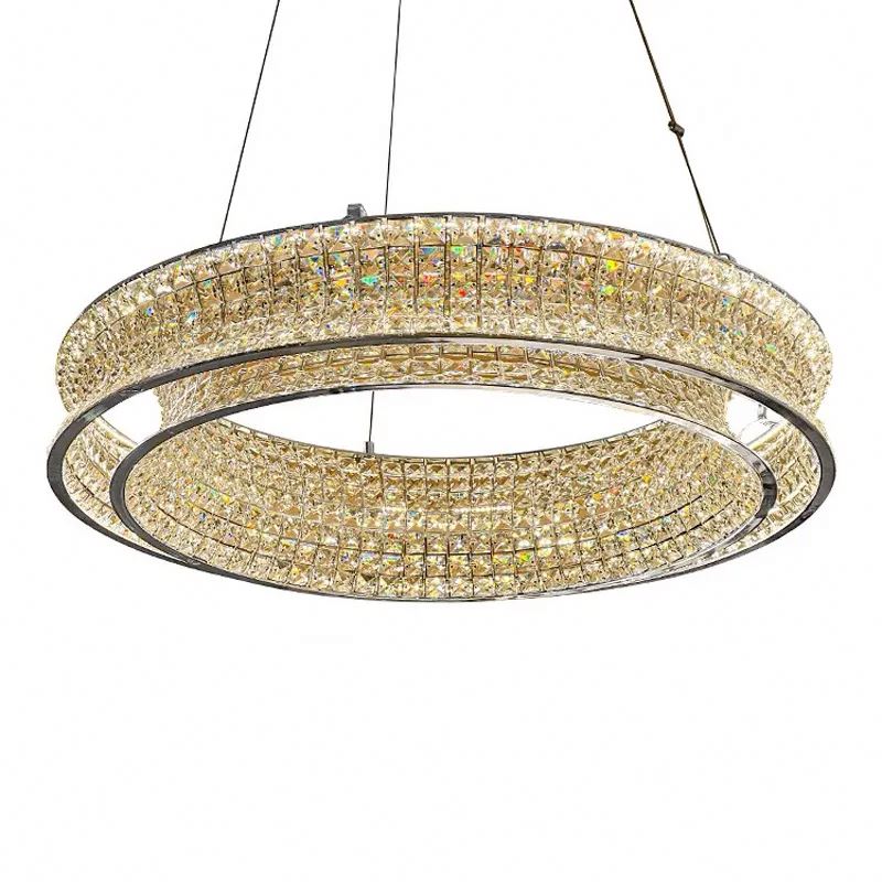 Lustra LED cu Telecomanda, LLC160/500CH, Cristal si Metal, 54W, 1 Cerc, Dimabila, Inaltime Reglabila, Lumina Rece/Calda/Neutra, Iluminat Luxos Lustre LED cu Telecomanda Default Title Alessandro Design
