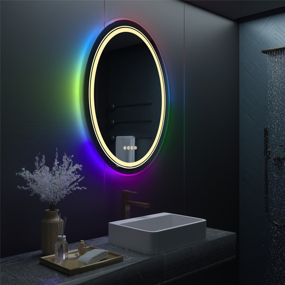 Oglinda LED Rotunda, 60cm, Celeste MotionGlow Marcello, Lumina RGB, Boxa Bluetooth, Sistem Dezaburire, Ceas & Termometru, Dimabila 60X60BTRGB Oglinzi Marcello Default Title Alessandro Design