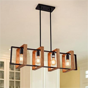 Lustra Vintage LV560/4BK, 4XE27, Rustic Barn, Lemn si Metal, 85cm, Negru Lustre Vintage Default Title Alessandro Design