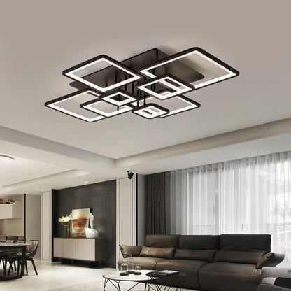 LED csillár távirányítóval ELLA 186W, 8 négyzet, hideg/meleg/semleges fény, szabályozható, fekete LED csillárok távirányítóval Alapértelmezett cím Alessandro Design
