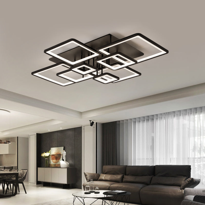 LED csillár távirányítóval ELLA 186W, 8 négyzet, hideg/meleg/semleges fény, szabályozható, fekete LED csillárok távirányítóval Alapértelmezett cím Alessandro Design
