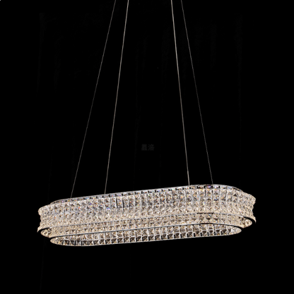 Lustra LED cu Telecomanda, LLC160/750X350CH, Cristal si Metal, 71W, Dimabila, Inaltime Reglabila, Lumina Rece/Calda/Neutra, Iluminat Luxos Lustre LED cu Telecomanda Default Title Alessandro Design
