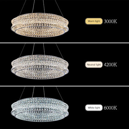 Lustra LED cu Telecomanda, LLC160/500CH, Cristal si Metal, 54W, 1 Cerc, Dimabila, Inaltime Reglabila, Lumina Rece/Calda/Neutra, Iluminat Luxos Lustre LED cu Telecomanda Default Title Alessandro Design