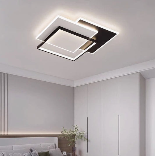 LED-es csillár távirányítóval CHIARA 98W, 3 négyzet, hideg/meleg/semleges fény, szabályozható, fekete LED-es csillárok távirányítóval Alapértelmezett cím Alessandro Design