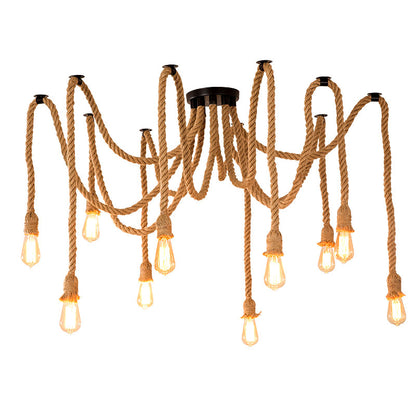 Vintage csillár LV120/10BK, 10xE27, rusztikus, húr és fém, 2x100 cm, fekete tartó Vintage csillárok, alapértelmezett cím Alessandro Design