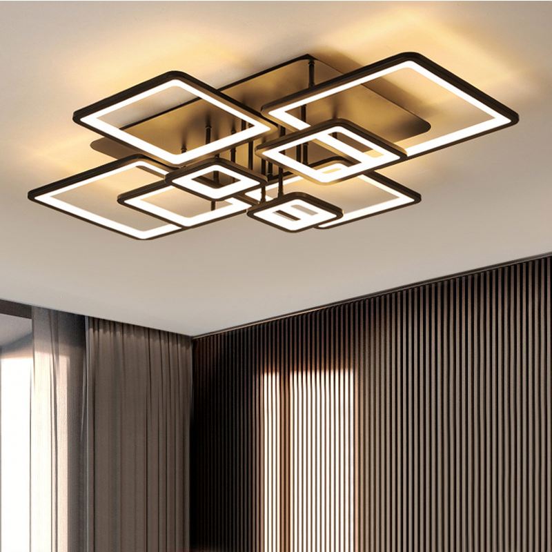 LED csillár távirányítóval ELLA 186W, 8 négyzet, hideg/meleg/semleges fény, szabályozható, fekete LED csillárok távirányítóval Alapértelmezett cím Alessandro Design