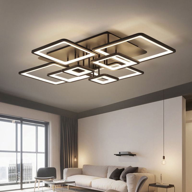 LED csillár távirányítóval ELLA 186W, 8 négyzet, hideg/meleg/semleges fény, szabályozható, fekete LED csillárok távirányítóval Alapértelmezett cím Alessandro Design