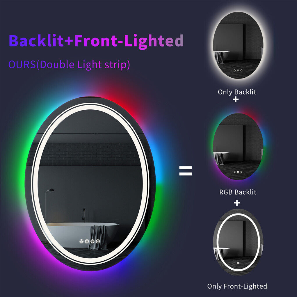 Oglinda LED Rotunda, 60cm, Celeste MotionGlow Marcello, Lumina RGB, Boxa Bluetooth, Sistem Dezaburire, Ceas & Termometru, Dimabila 60X60BTRGB Oglinzi Marcello Default Title Alessandro Design