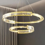 Függesztett LED kristálycsillár PRISM REGAL 117W, 2 kör, hideg/meleg/semleges fény, szabályozható, aranyszínű, állítható magasságú kristály LED csillárok alapértelmezett cím Alessandro Design