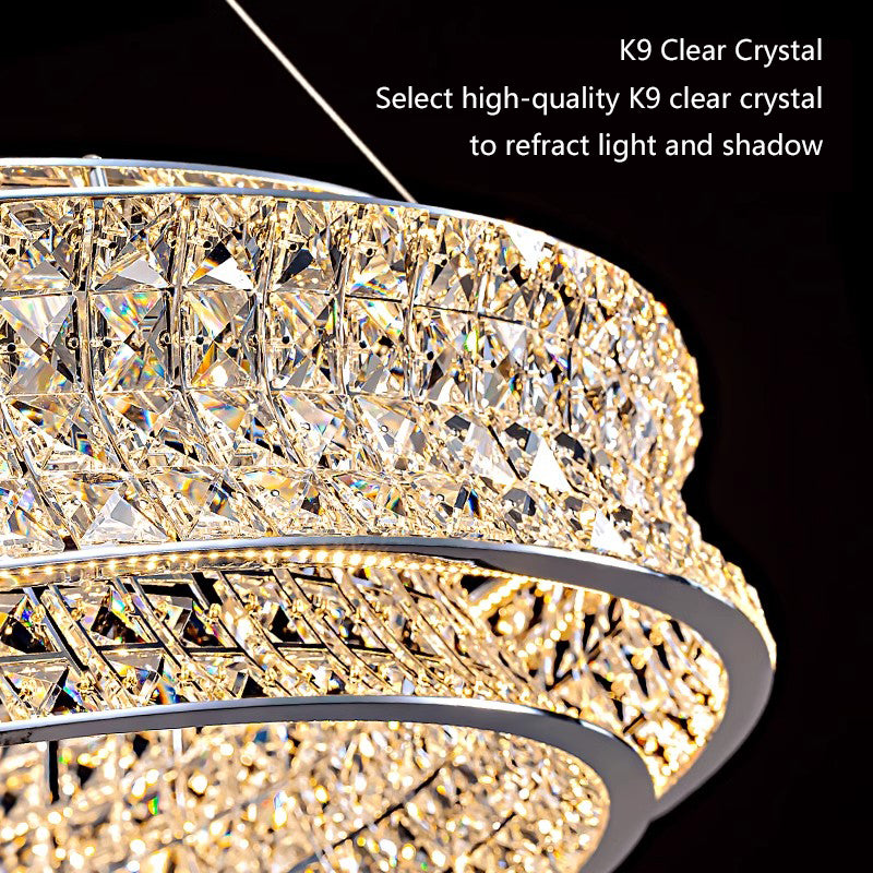 Lustra LED cu Telecomanda, LLC160/500CH, Cristal si Metal, 54W, 1 Cerc, Dimabila, Inaltime Reglabila, Lumina Rece/Calda/Neutra, Iluminat Luxos Lustre LED cu Telecomanda Default Title Alessandro Design