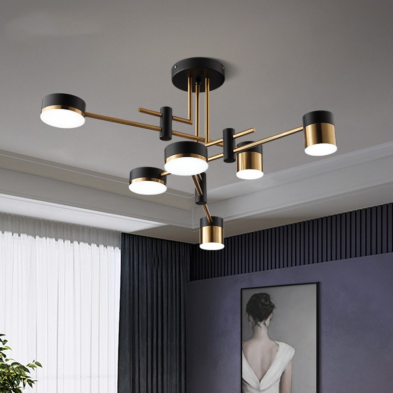 Lustra LED Moderna Ionitus 72W Negru si Auriu, Brate, Lumina Calda/Neutra/Rece 3000K/4000K/6000K, Metal si Acril Lustre LED cu Telecomanda Default Title Alessandro Design