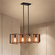Lustra Vintage LV560/4BK, 4XE27, Rustic Barn, Lemn si Metal, 85cm, Negru Lustre Vintage Default Title Alessandro Design