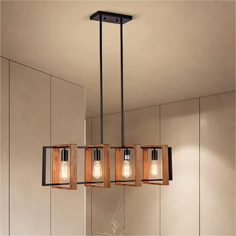 Lustra Vintage LV560/4BK, 4XE27, Rustic Barn, Lemn si Metal, 85cm, Negru Lustre Vintage Default Title Alessandro Design