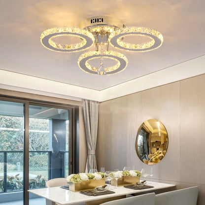 LED csillár távirányítóval és kristály ALANUBIS 40W, 3 kör, hideg/meleg/semleges fény, szabályozható, fényes króm kristály LED csillárok alapértelmezett cím Alessandro Design