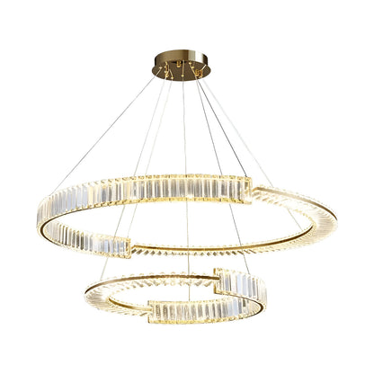 Függesztett LED kristálycsillár PRISM REGAL 117W, 2 kör, hideg/meleg/semleges fény, szabályozható, aranyszínű, állítható magasságú kristály LED csillárok alapértelmezett cím Alessandro Design