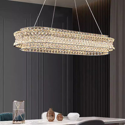 Lustra LED cu Telecomanda, LLC160/750X350CH, Cristal si Metal, 71W, Dimabila, Inaltime Reglabila, Lumina Rece/Calda/Neutra, Iluminat Luxos Lustre LED cu Telecomanda Default Title Alessandro Design