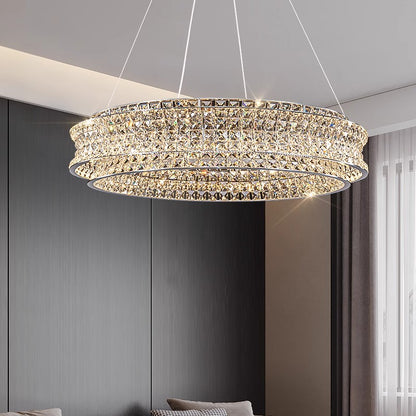 Lustra LED cu Telecomanda, LLC160/500CH, Cristal si Metal, 54W, 1 Cerc, Dimabila, Inaltime Reglabila, Lumina Rece/Calda/Neutra, Iluminat Luxos Lustre LED cu Telecomanda Default Title Alessandro Design