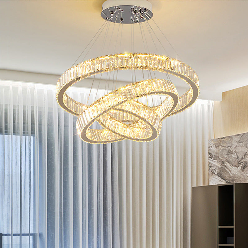 Lustra LED cu telecomanda LLC130/3CH, Cristal si Metal, 119W, 3 Cercuri, Dimabila, Inaltime Reglabila, Lumina Rece/Calda/Neutra, Iluminat Luxos Lustre LED cu Telecomanda Default Title Alessandro Design