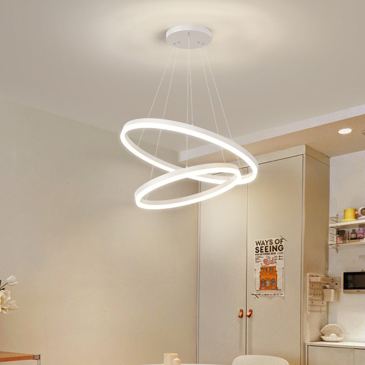 Lustra LED suspendata cu telecomanda CASIANA 41W, 2 Cercuri, lumina Rece/Calda/Neutra, Dimabila, Alb, Inaltime Reglabila Lustre LED cu Telecomanda Default Title Alessandro Design
