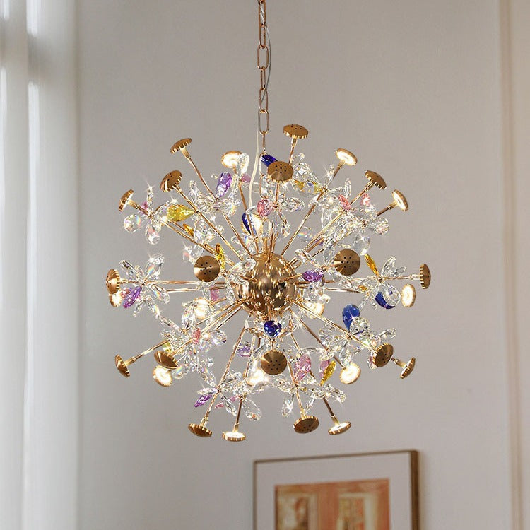 Candelabru Modern cu Cristal, FloraLux, 32xG4, Auriu si Cristale , 54.5cm, Inaltime Reglabila, Metal si Cristal Candelabre Cristal Default Title Alessandro Design