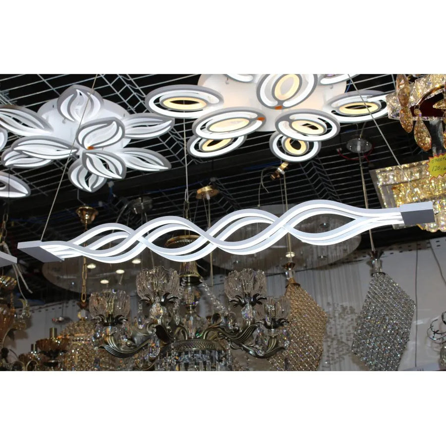 Függesztett LED-csillár távirányítóval WAVE 89W, Lineáris, Hideg/Meleg/Semleges fény, Szabályozható, Fehér, Állítható magasságú LED-csillárok távirányítóval Alapértelmezett cím Alessandro Design