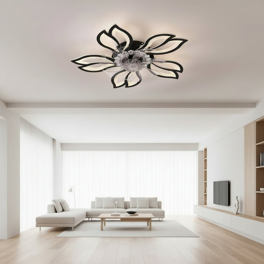 Lustra LED Ventilator ANEMO cu Telecomanda, 30W, D61cm, Lumina Rece/Neutra/Calda, Metal si Plastic, Negru