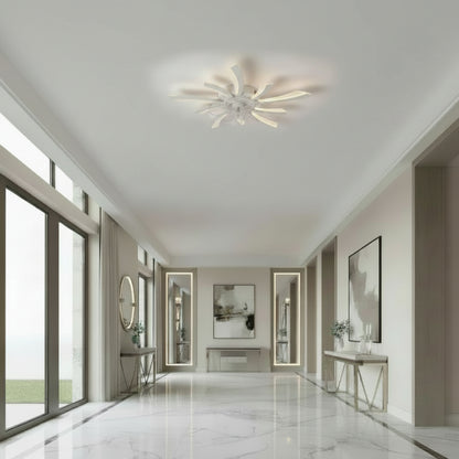 Lustra LED Ventilator VIRTULA cu Telecomanda, 29W, D77cm, Lumina Rece/Neutra/Calda, Metal si Plastic, Alb
