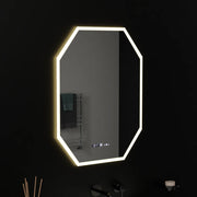 Sokszögű LED tükör, 60x80 cm, Hexaluce Marcello MotionGlow érzékelő, páramentesítő rendszer, óra és hőmérő, Dimabila Marcello tükrök alapértelmezett cím Alessandro Design