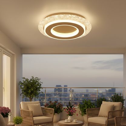 Lustra LED AGOL Petito, 29W, Diametru 20cm, Lumina Calda/Neutra/Rece, Auriu, Metal si Acril