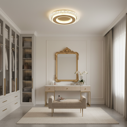 Lustra LED AGOL Petito, 29W, Diametru 20cm, Lumina Calda/Neutra/Rece, Auriu, Metal si Acril