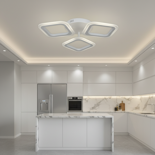 LED csillár ERIKA 20W, 3 négyzet, semleges fény 4000k, fehér, fém és akril alkalmazott LED csillárok alapértelmezett cím Alessandro Design