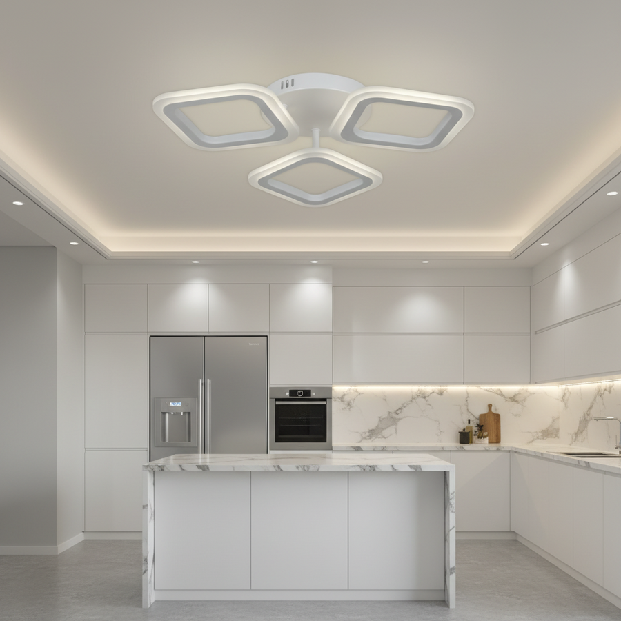 LED csillár ERIKA 20W, 3 négyzet, semleges fény 4000k, fehér, fém és akril alkalmazott LED csillárok alapértelmezett cím Alessandro Design