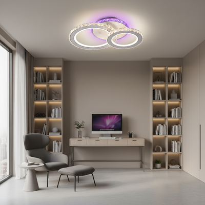 LED csillár távirányítóval és kristály NOVA ROTONDA RGB 42W, 2 kör, hideg/meleg/semleges fény, szabályozható, fehér