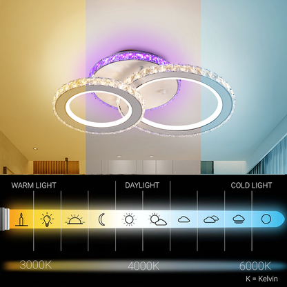 LED csillár távirányítóval és kristály NOVA ROTONDA RGB 42W, 2 kör, hideg/meleg/semleges fény, szabályozható, fehér LED-es csillár távirányítóval Alapértelmezett cím Alessandro Design