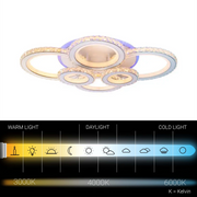 LED csillár távirányítóval és kristály NOVA ROTONDA RGB 145W, 6 kör, hideg/meleg/semleges fény, szabályozható, fehér kristály LED csillárok Alapértelmezett cím Alessandro Design