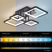 LED csillár távirányítóval ELLA 67W, 4 négyzet, hideg/meleg/semleges fény, szabályozható, fekete LED csillárok távirányítóval Alapértelmezett cím Alessandro Design