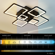 LED csillár távirányítóval ELLA 120W, 6 négyzet, hideg/meleg/semleges fény, szabályozható, fekete, fém és akril LED csillárok távirányítóval Alapértelmezett cím Alessandro Design