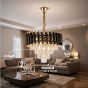 Kristály csillár VERSAILLES Nobile 5xE14, átmérő 40 cm, fényes arany és fekete kristálycsillárok alapértelmezett cím Alessandro Design