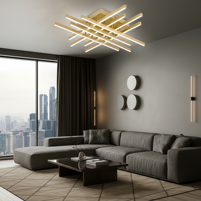 LED csillár távirányítóval LINEX, 108 W, fény 3000K/4000K/6000K, szabályozható, arany