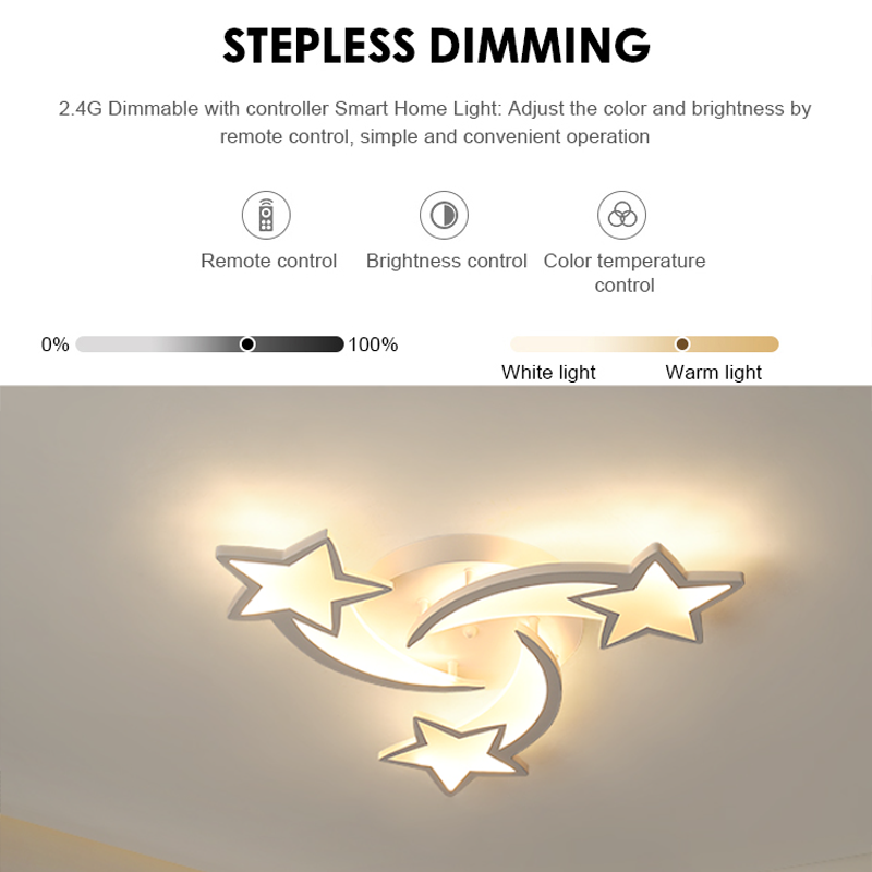 LED-es csillár távirányítóval IPOMOEA 51W, 3 csillag, hideg/meleg/semleges fény, szabályozható, fehér LED-es csillár távirányítóval Alapértelmezett cím Alessandro Design