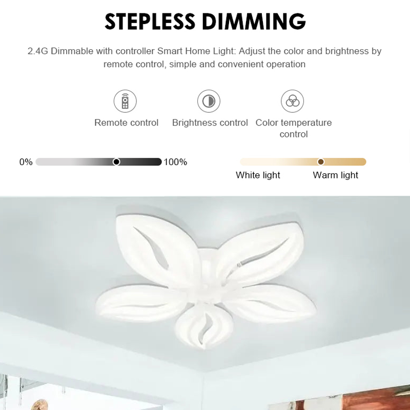 LED-es csillár távirányítóval ORCHID 66W, 5 szirom, hideg/meleg/semleges fény, szabályozható, fehér LED-es csillár távirányítóval Alapértelmezett cím Alessandro Design