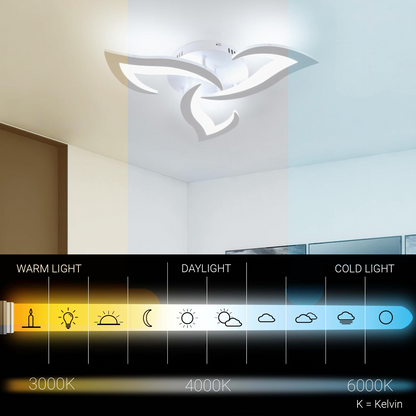 LED-es csillár távirányítóval LOTUS 32W, 3 szirom, hideg/meleg/semleges fény, szabályozható, fehér LED-es csillár távirányítóval Alapértelmezett cím Alessandro Design
