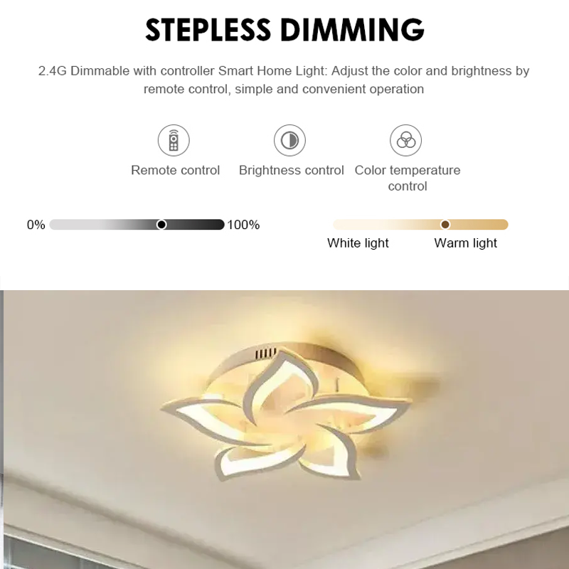 LED-es csillár távirányítóval LOTUS 54W, 5 szirom, hideg/meleg/semleges fény, szabályozható, fehér LED-es csillár távirányítóval Alapértelmezett cím Alessandro Design