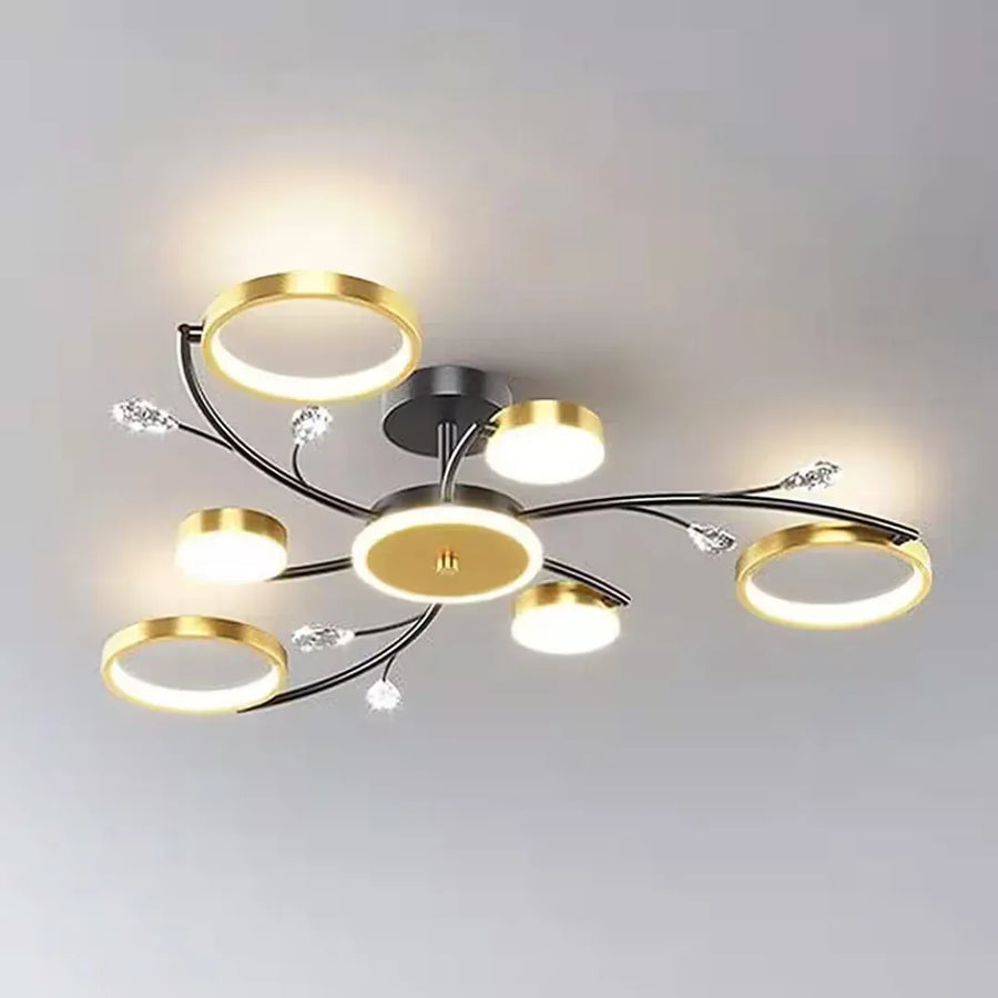 Lustra LED cu Telecomnda KARINA, 31W, 6 Elemente, Lumina Calda/Rece/Neutra, Dimabila, Auriu Lustre LED cu Telecomanda Default Title Alessandro Design