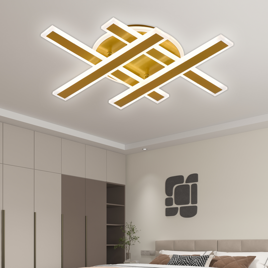 Lustra LED cu Telecomanda ZYRON Magno , 79W, 46x5.5x7.5, IP20, Lumina Rece/Calda/Neutra, Dimabila, Auriu, Metal, Plexiglas Lustre LED cu Telecomanda Default Title Alessandro Design
