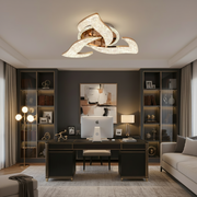 Lustra LED HALESA Eleganza cu telecomanda si cristal, 44W, 3 Surse, Lumina Rece/Calda/Neutra, Dimabila, Auriu