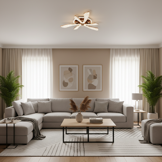 Lustra LED CHARM Eleganza cu telecomanda si cristal, 44W, Ø50cm, 3 Surse, Lumina Rece/Calda/Neutra, Dimabila, Auriu