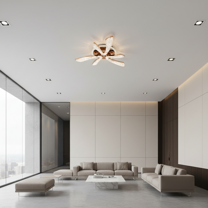 Lustra LED CHARM Eleganza cu telecomanda si cristal, 44W, Ø50cm, 3 Surse, Lumina Rece/Calda/Neutra, Dimabila, Auriu